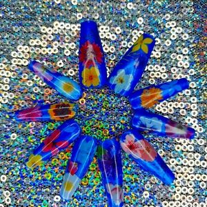 Metallic Blue Floral Design